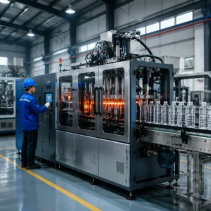 Macchina automatica ad alta velocità per lo stampaggio a soffiaggio di bottiglie in PET — Linea di soffiaggio lineare BlowPacker SBM serie