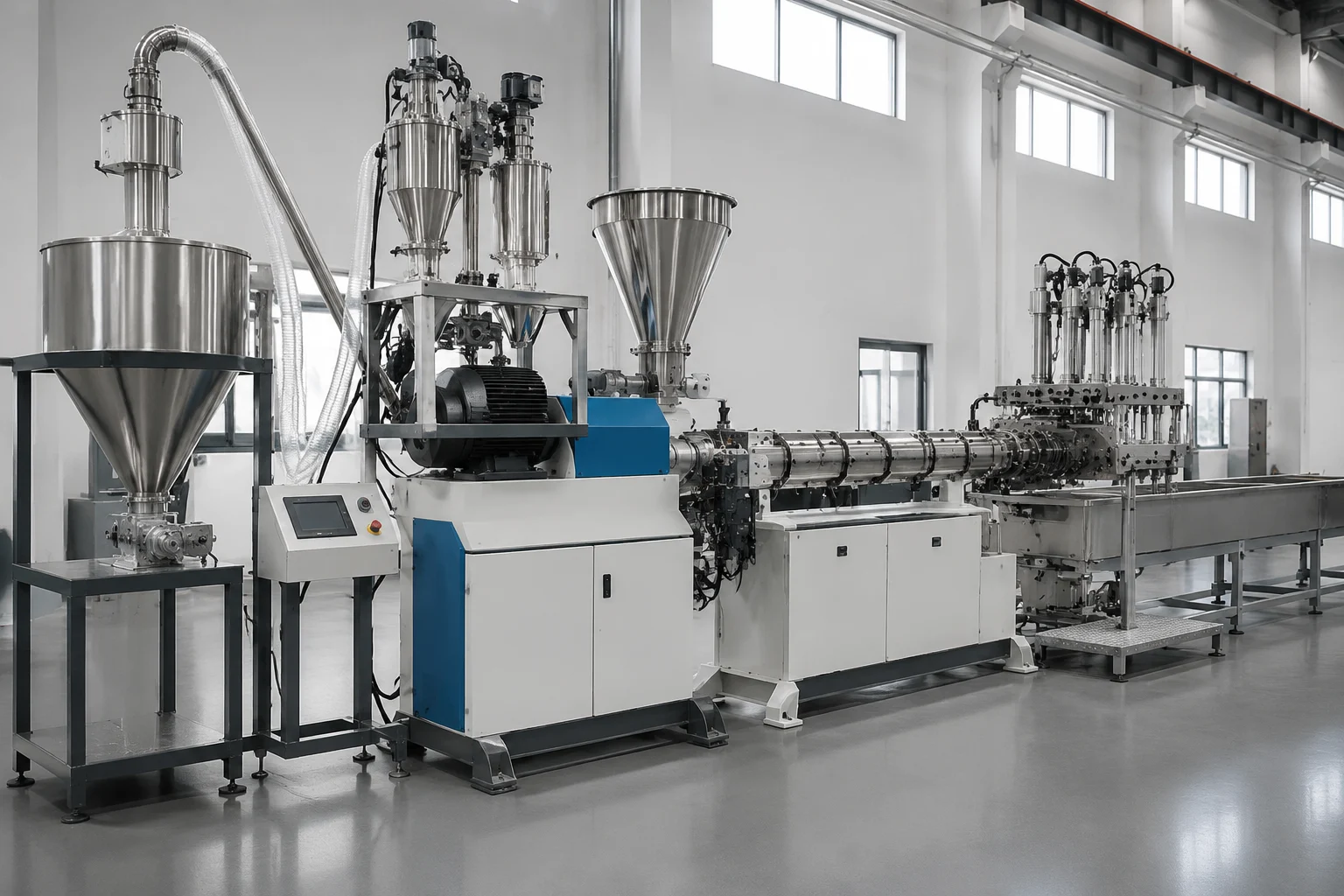 BlowPacker automated material handling and multi-layer co-extrusion process pipeline