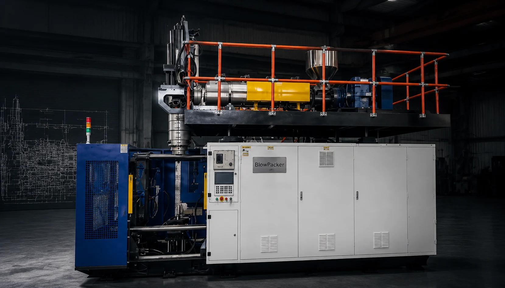 BlowPacker blow molding machine chassis blueprint and core component architecture