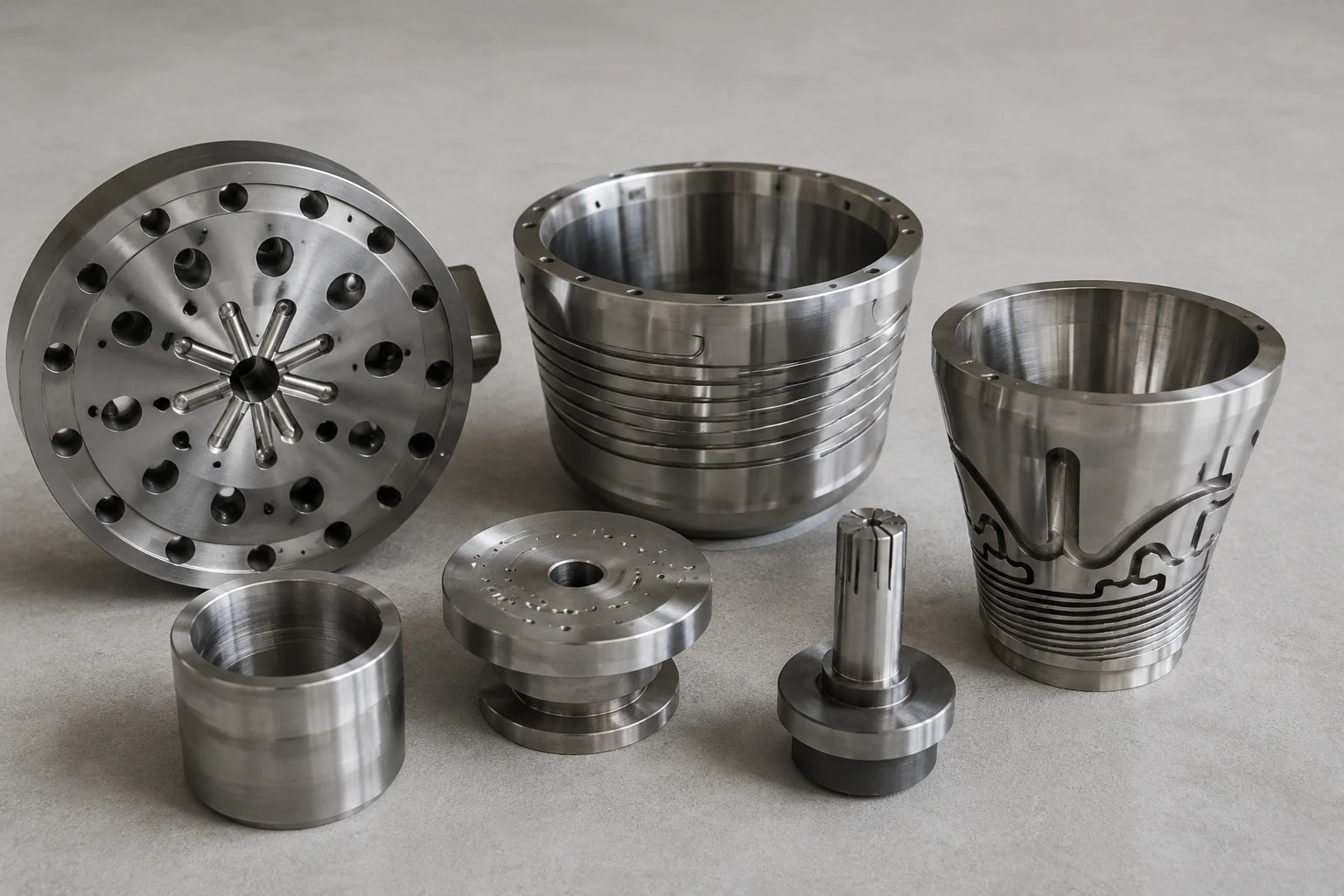 BlowPacker high-precision precision blow mold tooling components including neck rings, blow pins, and alignment keys
