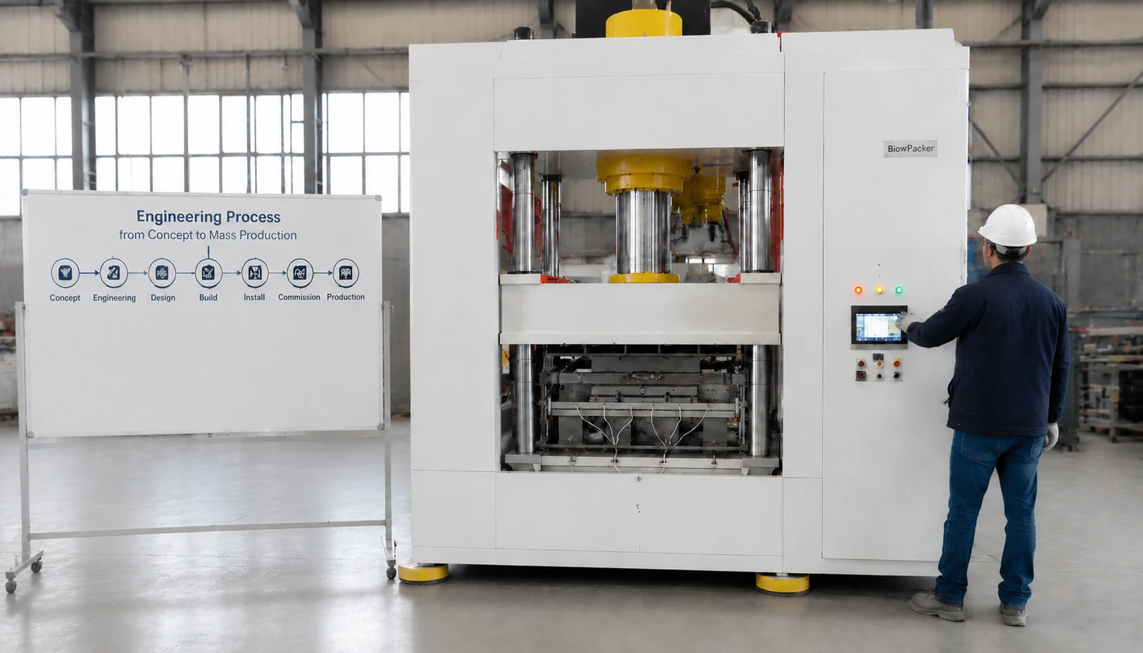 BlowPacker project management and blow molding machine setup steps