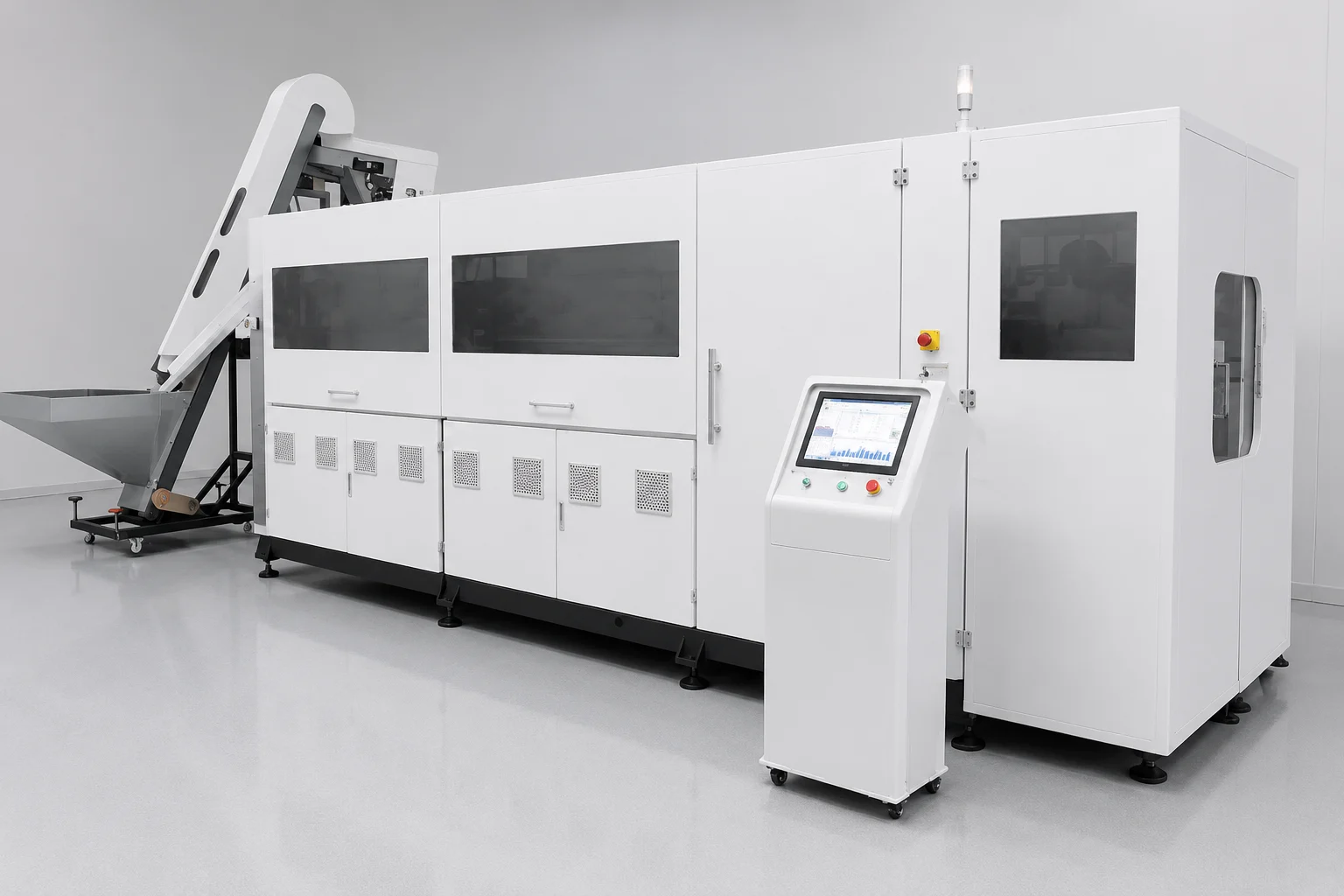 Cleanroom compatible medical blow molding system and data acquisition setup