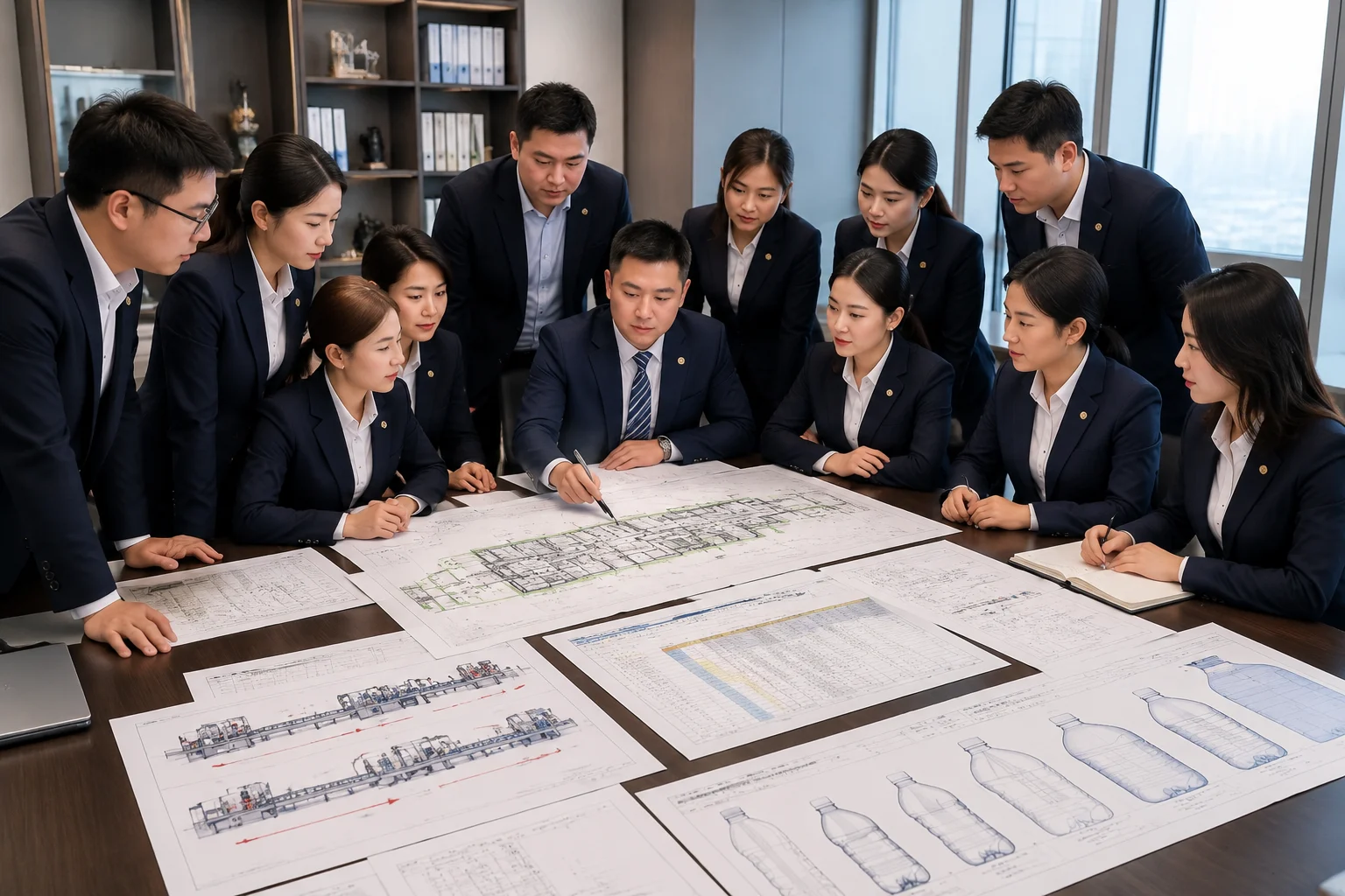 Complete plastic bottle manufacturing process flow and line integration blueprint