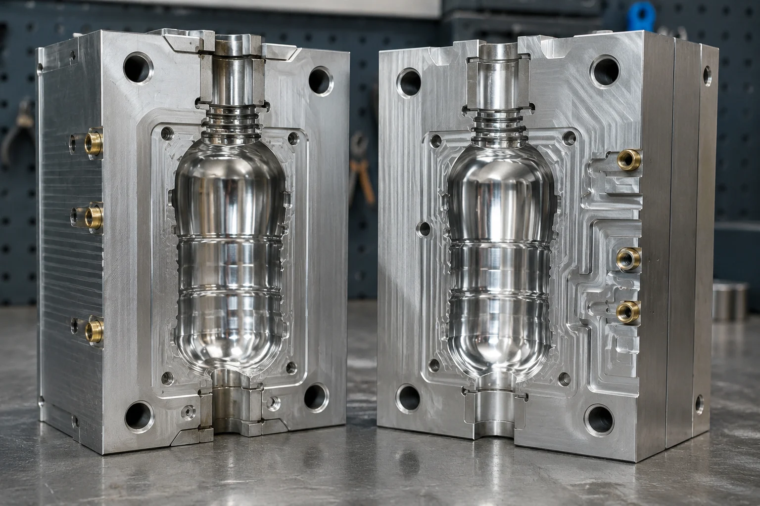 Precision CNC-machined plastic bottle mold with optimized cooling channels