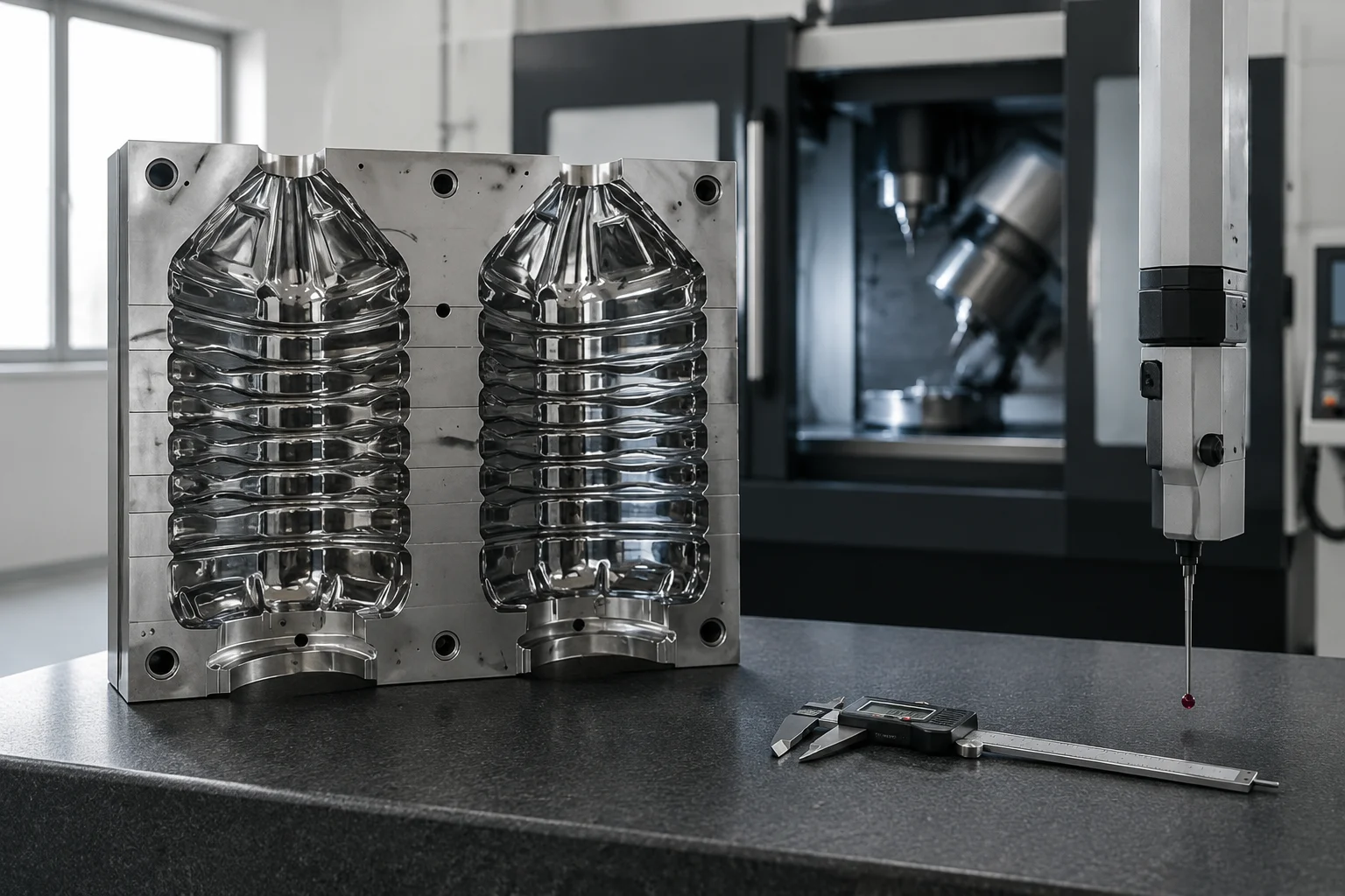 Precision CNC machining equipment and blow mold tooling inspection