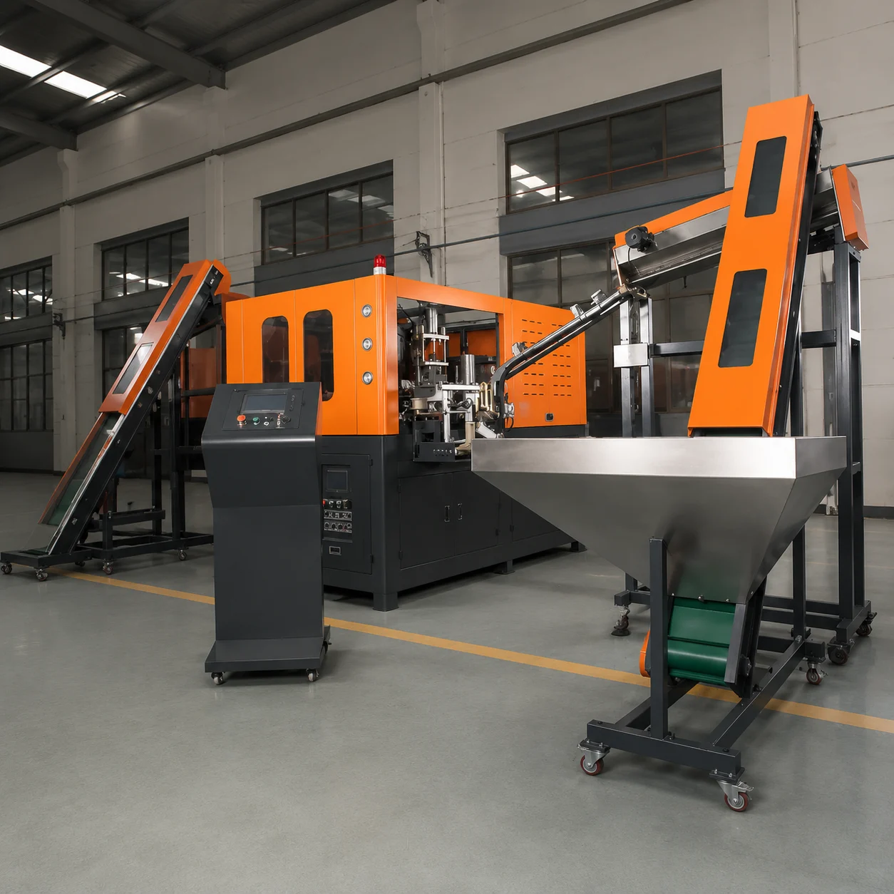 Sustainable blow molding manufacturing and energy-efficient factory infrastructure